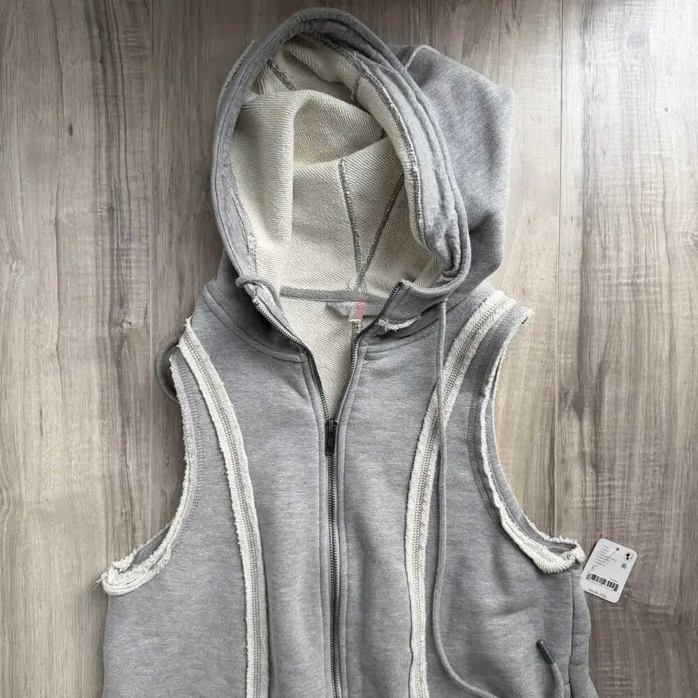 Free People Movement Heather Gray Sleeveless Hooded Romper Size S